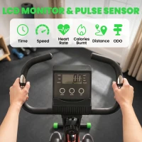 HOMCOM 2-in-1 Folding Exercise Bike with 8-Level Magnetic Resistance, Arm Resistance Band, Pulse Sensor, Green(m-4)