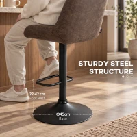HOMCOM Set of Two Faux Leather Retro Bar Stools - Brown(m-7)