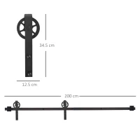HOMCOM 6.6 FT/ 2000mm Carbon Steel Sliding Barn Door Kits Hardware Closet Set Track System for Single Wooden Door Industrial Wheel Style Roller(m-3)