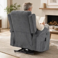 HOMCOM Poltrona Relax Elétrica Elevatória com 8 Pontos de Massagem e Calor Lombar, USB, Comando e Apoio para Pés, Cinzento(m-8)