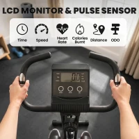 HOMCOM 2-in-1 Folding Exercise Bike with 8-Level Magnetic Resistance, Arm Resistance Band, Pulse Sensor, Black(m-4)