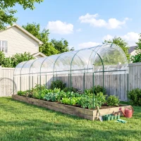 Outsunny Serre de jardin serre à tomates 7 arceaux en acier bâche en plastique 6 x 1,23 x 1,71 m vert(m-9)