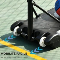 HOMCOM Panier de Basket Extérieur, Hauteur Réglable, Portable à Roulettes, Base Stable Remplissable, 83x45x260cm, Noir(m-6)