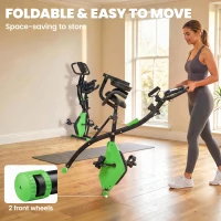 HOMCOM 2-in-1 Folding Exercise Bike with 8-Level Magnetic Resistance, Arm Resistance Band, Pulse Sensor, Green(m-7)
