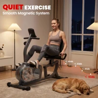 HOMCOM Exercise Bike with LCD Display, Stationary Bike with Quiet 8-Level Magnetic Resistance, Adjustable Seat and Backrest, Indoor Cycling Exercise Equipment for Home Gym Fitness Workout Training(m-7)