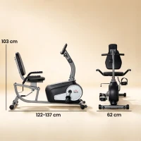 HOMCOM Exercise Bike with LCD Display, Stationary Bike with Quiet 8-Level Magnetic Resistance, Adjustable Seat and Backrest, Indoor Cycling Exercise Equipment for Home Gym Fitness Workout Training(m-3)