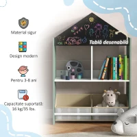 ZONEKIZ Raft de depozitare pentru jucării copii cu rafturi și sertare detașabile, verde(m-7)