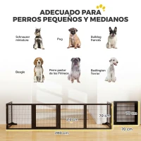 PawHut Barrera de Seguridad para Perros Plegable de Madera para Escaleras y Puertas con Soporte de Pie 432x36x70 cm Negro(m-3)