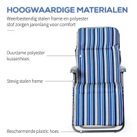 Outsunny ligstoel set met kussens opvouwbaar blauw 60 x 75 x 65-102 cm(m-7)