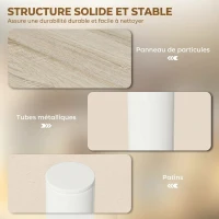 HOMCOM Étagère de cuisine rotative à 3 niveaux, étagère d'angle, cadre en métal, 40 x 18 x 36,5 cm, chêne et blanc(m-6)
