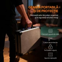 SPORTNOW Set de Poker pentru 10 jucători cu 400 de jetoane, 2 seturi de cărți, 5 zaruri, covoraș și servietă gri(m-6)