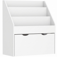 AIYAPLAY Bibliothèque pour enfants Multi-Rangement avec 3 niveaux d'étagères et un tiroir, 62,5L x 30l x 70H cm, blanc