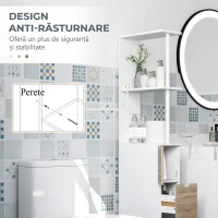 HOMCOM Coloană Pentru Baie cu Dulap, Rafturi și Sertare din Lemn, Lemn Natural(m-6)