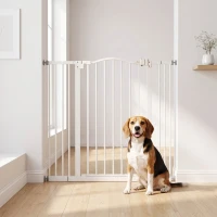 PawHut Barreira de Segurança para Cães Extensível 74-100 cm para Portas e Escadas, Fecho Automático, Bloqueio Duplo, Branco(m-8)