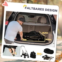 PawHut hondenbuggy, 2-in-1 hondenwagen, opvouwbare hondenbuggy, draagtas(m-6)