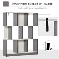 HOMCOM Bibliotecă cu 8 Rafturi pentru Sufragerie și Dormitor, din Lemn, 100x24x124 cm, Gri Închis(m-5)