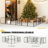 PawHut Parque para Perros de 12 Paneles de 60 cm de Altura con Puertas para Interior y Exterior Negro(m-4)
