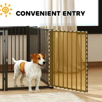 PawHut Puppyren, hondenren, puppyhek, 8 panelen met deur, opvouwbare en draagbare hondenomheining, staal, zwart(m-8)
