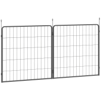 PawHut Set van 2 Uitbreidingen voor Puppyren, Hondenomheining Panelen, Huisdierenspeelplaats, Puppyren van Staal, Zwart