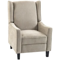 HOMCOM Fotoliu Recliner Manual 155° cu Suport pentru Picioare, Șezut Gros, Material Tip In, Maro Deschis(m-11)