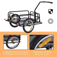HOMCOM Aanhangwagen koppeling transportaanhanger fietskar bolderwagen zwart(m-6)