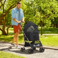 PawHut hondenbuggy, 2-in-1 hondenwagen, opvouwbare hondenbuggy, draagtas(m-2)