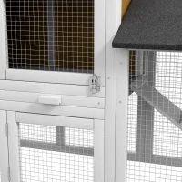 PawHut Wooden Rabbit Hutch Outdoor, Double Tier with Water-Resistant Roof, Ramp 147 x 54 x 84 cm, Yellow(m-10)