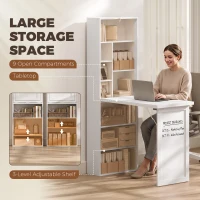 HOMCOM Three-Part Work Desk, with Storage and Writing Board - White(m-5)
