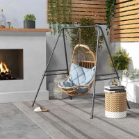 Outsunny Hammock Chair Stand, Hanging Heavy Duty Metal Frame Hammock Stand for Hanging Hammock Air Porch Swing Chair, Egg Chair, Black(m-10)