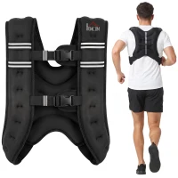 HOMCOM Vestă cu greutăți 8kg, respirabilă, cu buzunar pentru depozitare și bretele, din material Oxford, 40x35 cm, neagră(m-11)