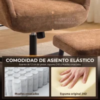 HOMCOM Sillón Relax de Lino con Reposapiés Butaca de Salón Giratorio 360° Basculante Respaldo Alto Marrón(m-6)
