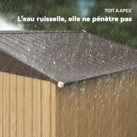 Outsunny Abri de jardin 4,9 m² 2,77 x 1,95 x 1,92 m kit de fondation porte coulissante ventilations acier galvanisé, marron clair(m-7)