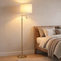 HOMCOM Modern Floor Lamp with Built-In Reading Light, Standing Lamp with Independent Switch, Copper(m-8)