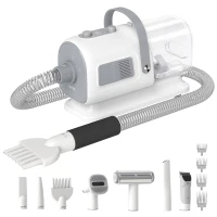 PawHut Blas- und Haartrockner für Hunde, 8 in 1 Pflegeset 1100 W, 40-65 °C, 10000 Pa, 65 m/s, 1.7 L, 3 Düsen(m-7)