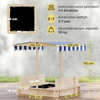 Outsunny Zandbak met afneembaar dak rugleuningen cederhout 3-7 jaar naturel(m-3)
