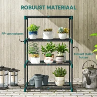 Outsunny 4-laags plantenstandaard, 105 cm hoog plantenrek voor binnen en buiten, stalen plantenrek Donkergroen(m-6)