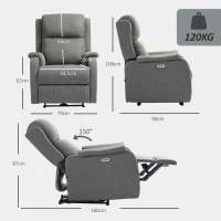 HOMCOM Fotoliu Relax Electric Reclinabil cu Port USB, Gri Închis(m-3)
