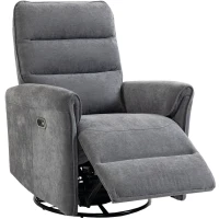 HOMCOM Fotoliu relax electric 155° cu suport pentru picioare, tapițat, rotire 270°, balansoar, șenilă, gri(m-11)