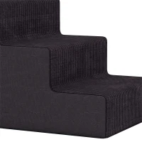 PawHut Dog Steps, 3-Step Dog Stairs for Bed and Sofa, Pet Stairs with Carry Handle, Washable Cover(m-12)
