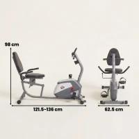 HOMCOM Cyclette Orizzontale con Seduta Regolabile, 8 Resistenze e Monitor LCD, 121.5-136x62.5x98cm, Grigio(m-3)