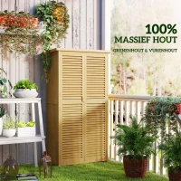 Outsunny Weerbestendige Tuinkast, 2 Deuren met Slot, Grenenhout, 87L x 46,5B x 160H cm, Lichtgeel(m-6)