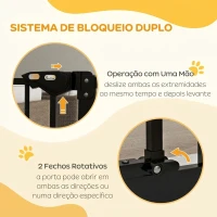 PawHut Barreira de Segurança para Cães 74-87 cm com Extensão, Fixação por Pressão e Duplo Bloqueio, Preta(m-4)