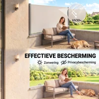 Outsunny Uittrekbare Zijdelingse Zonnescherm, Zijrol, Aluminium/Polyester, 3 x 1 m, Lichtgrijs(m-4)