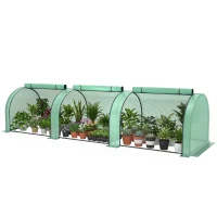 Outsunny Mini Serre de Jardin Serre à tomates 3,5L x 1l x 0,8H m Acier PE Haute densité 140 g/m² Anti-UV 3 fenêtres vert(m-17)
