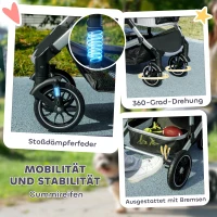 PawHut 3-in-1 Opvouwbare Hondenbuggy voor Honden & Katten tot 10 kg met Kussen en Bekerhouder - Lichtgrijs(m-7)
