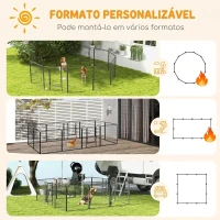 PawHut Parque para Cães com 12 Painéis e 2 Portas, Cercado para Interior e Exterior em Aço, 80x80 cm, Cinzento(m-4)