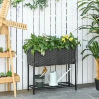 Outsunny® verhoogd bed, bloembak, bloempot met plank, irrigatie, rotan bruin 70 x 30 x 72 cm | Aosom.de(m-2)