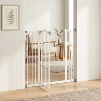 PawHut Pressure Fit Dog Stair Gate No Drilling Safety Gate Auto Close for Doorways, Hallways, 74-100cm Adjustable, 94cm Tall, White(m-9)
