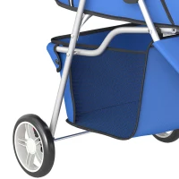 PawHut Hondenwagen Hondenbuggy Opvouwbaar tot 10kg met Opbergmand, Kussen, Mesh-vensters, voor Kleine Honden, 77x44x102cm Blauw(m-12)