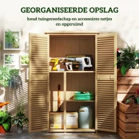 Outsunny Weerbestendige Tuinkast, 2 Deuren met Slot, Grenenhout, 87L x 46,5B x 160H cm, Lichtgeel(m-5)